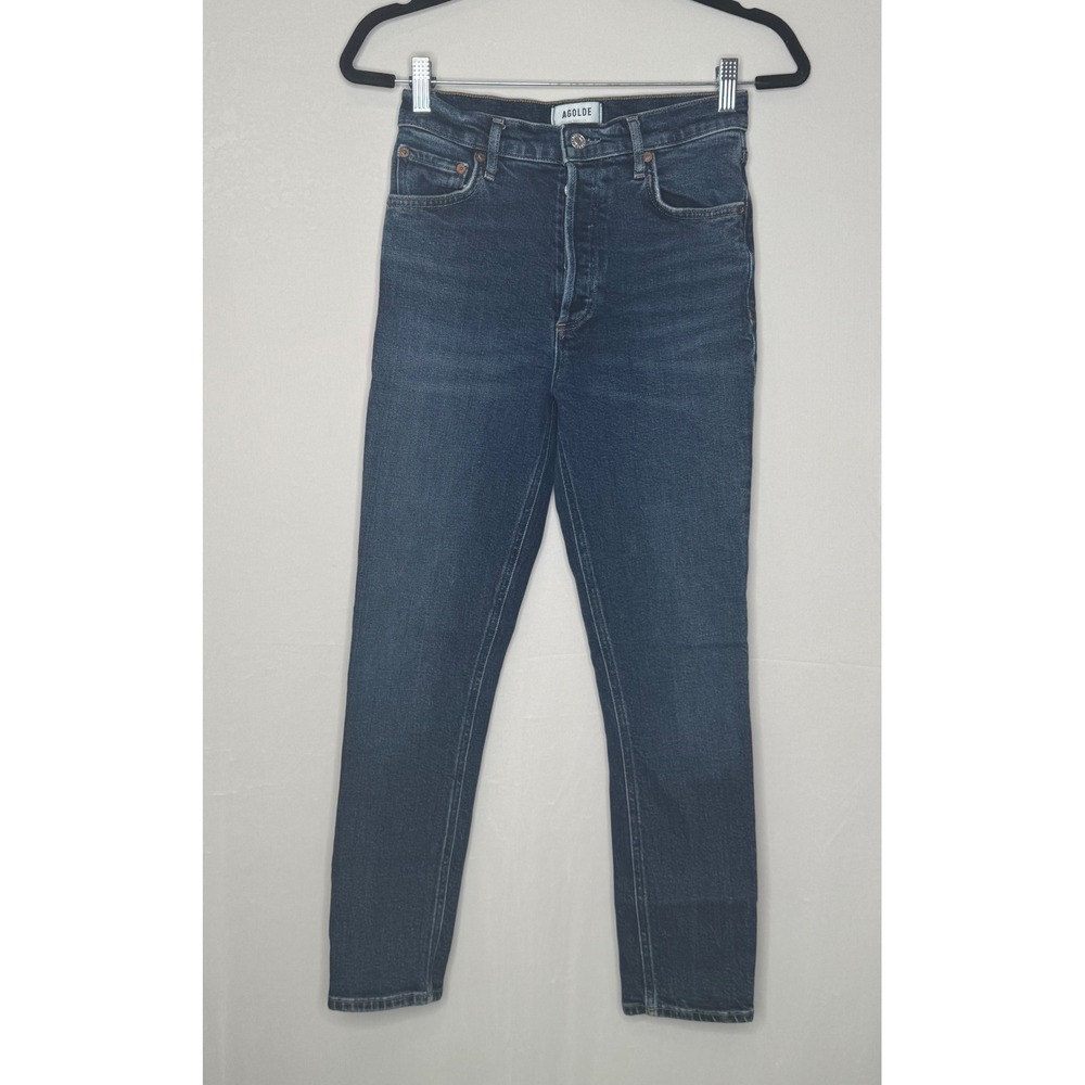 AGOLDE Nico Button Fly‎ High Rise Slim Fit Jeans Dark Blue Indigo Size 26